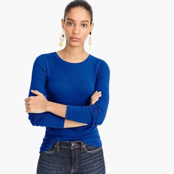 J. Crew Tops J Crew Long Sleeve Slim Perfect Tshirt Blue Poshmark